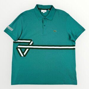 LACOSTE Mens XXL Regular Fit Stripe Print Polo Pique Knit Short Sleeve Shirt